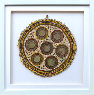 Vintage Gujarati Mirrorwork & Beadwork Art | Framed Folk Artefact