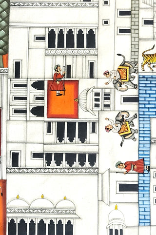 Circular Pichwai: Nathdwara Map (Shrine) - Framed