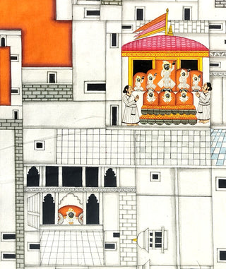 Circular Pichwai: Nathdwara Map (Shrine) - Framed