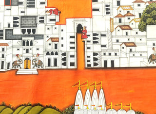 Circular Pichwai: Nathdwara Map (Landscape) - Framed