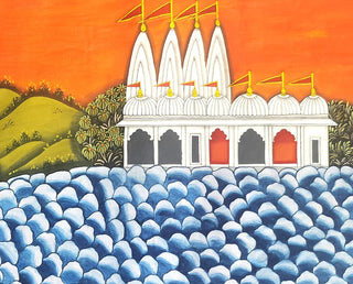 Circular Pichwai: Nathdwara Map (Landscape) - Framed